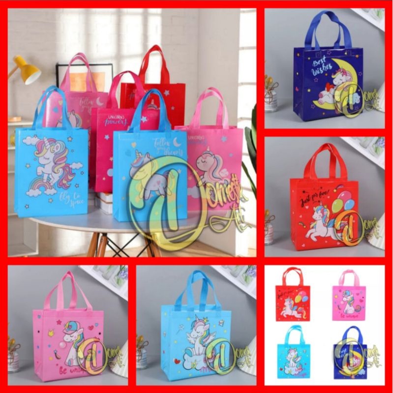 

TAS GOODIE BAG MOTIF UNIQORN / Tas Souvenir Ulang Tahun / Goodie Bag / tas ultah karakter size S