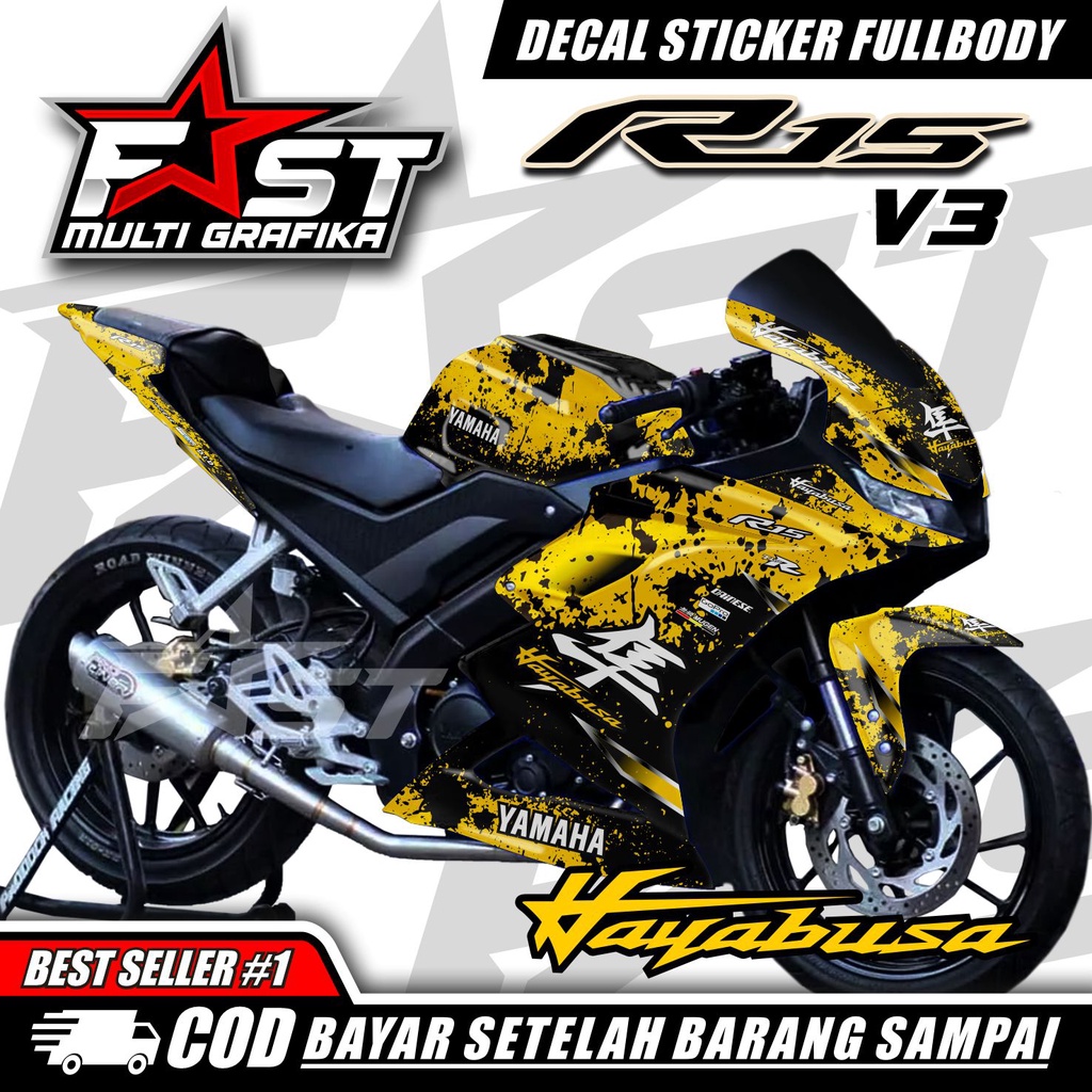 Decal Stiker Variasi R15 V3 - STIKER STRIPING DECAL VARIASI Yamaha R15 V3 Hayabusa full body
