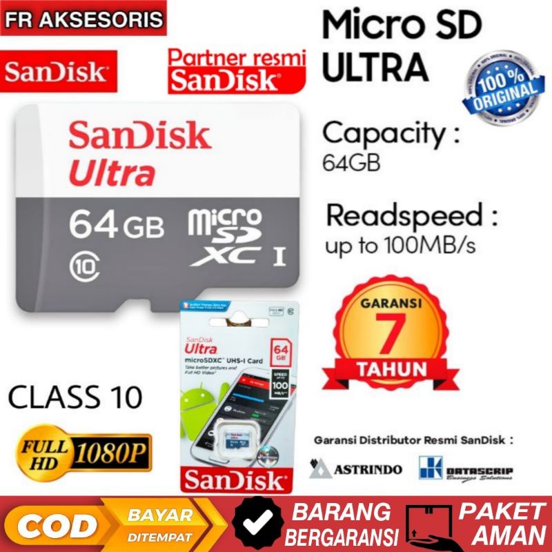 Memory card 64GB Sandisk Ultra Class 10 Original MMC 64GB Sandisk