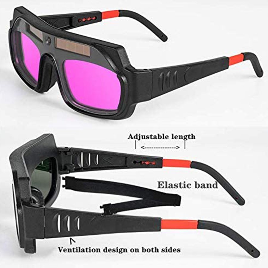 Kacamata Las Otomatis DUAL GLASS Autodark Auto Darkness Dark Welding Glasses Solar Automatic Dimming Goggles