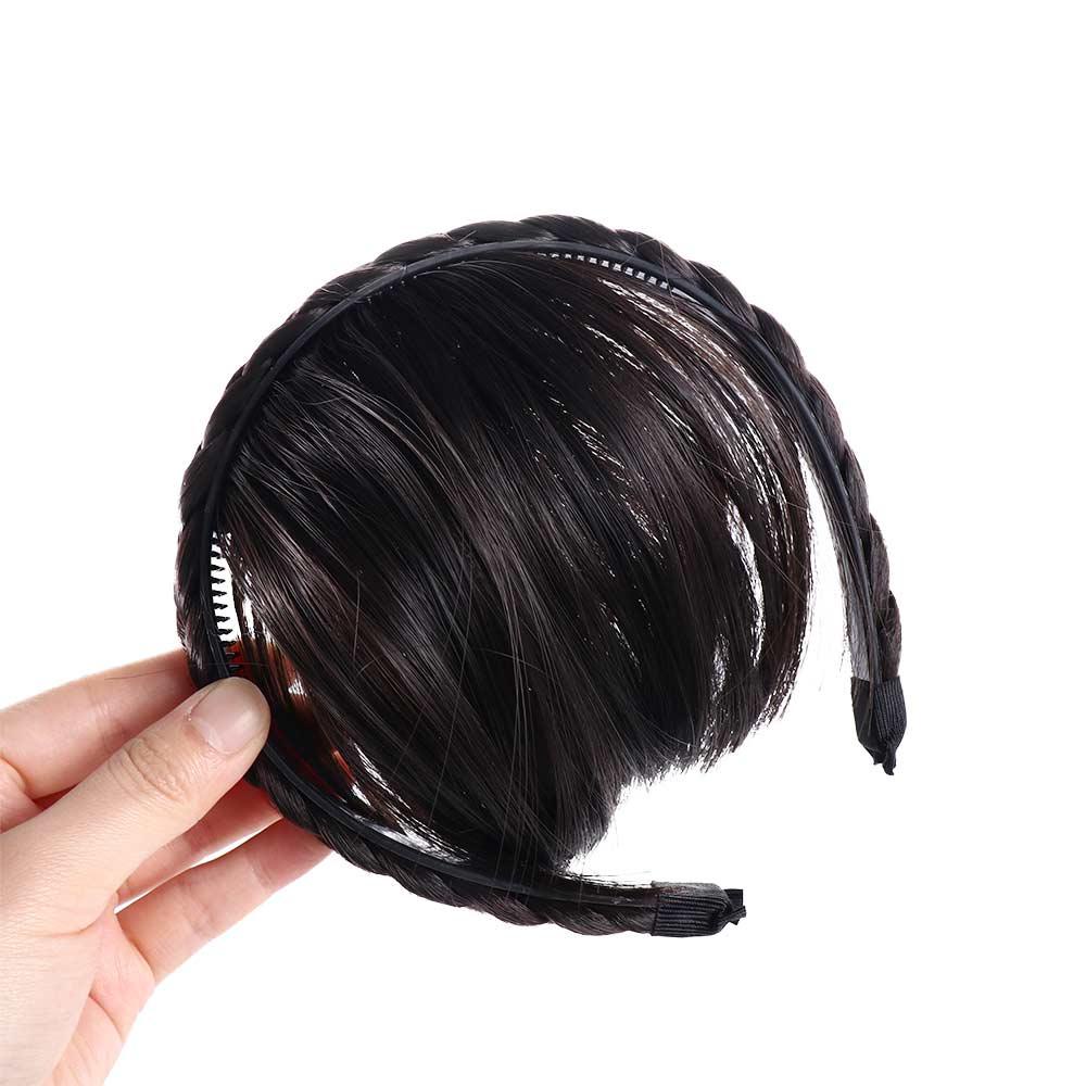 Needway   Tumpul Poni Palsu Rapi Wanita Sintetis Hiasan Kepala Tahan Panas Hairpieces