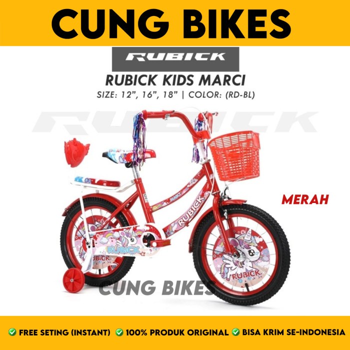 Sepeda Anak Perempuan mini ukuran 12 16 18 Inch RUBICK MARCI Keranjang