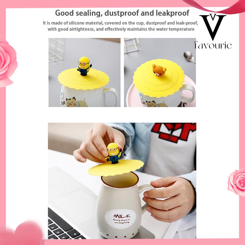 CODTutup Cangkir Silikon Kreatif Penutup Mangkuk Tertutup Anti Bocor Tahan Debu-FA