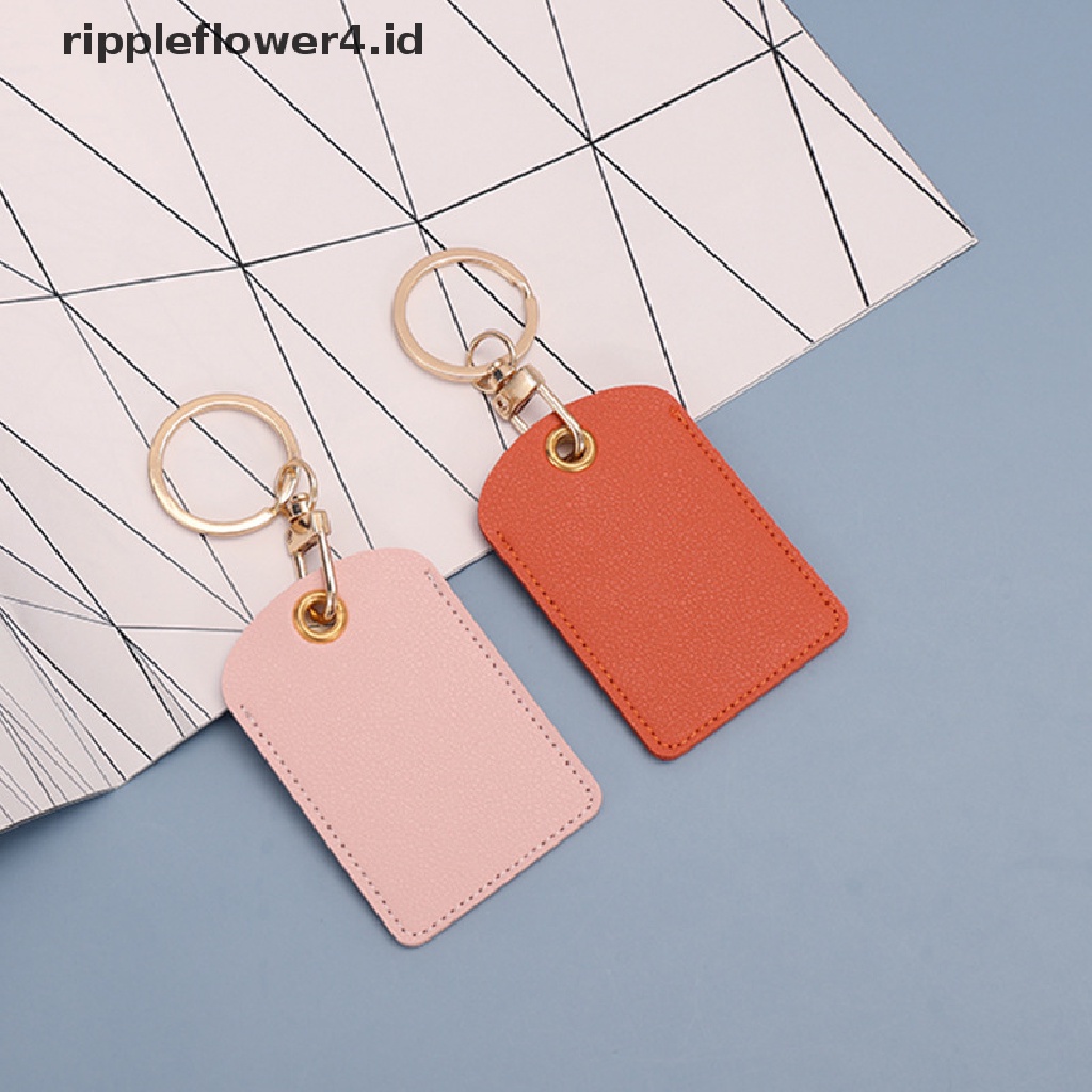 {rippleflower4.id} Tempat Kartu Akses Kulit, Gantungan Kunci water drop, cover Pelindung Induksi Lift Kartu bus~