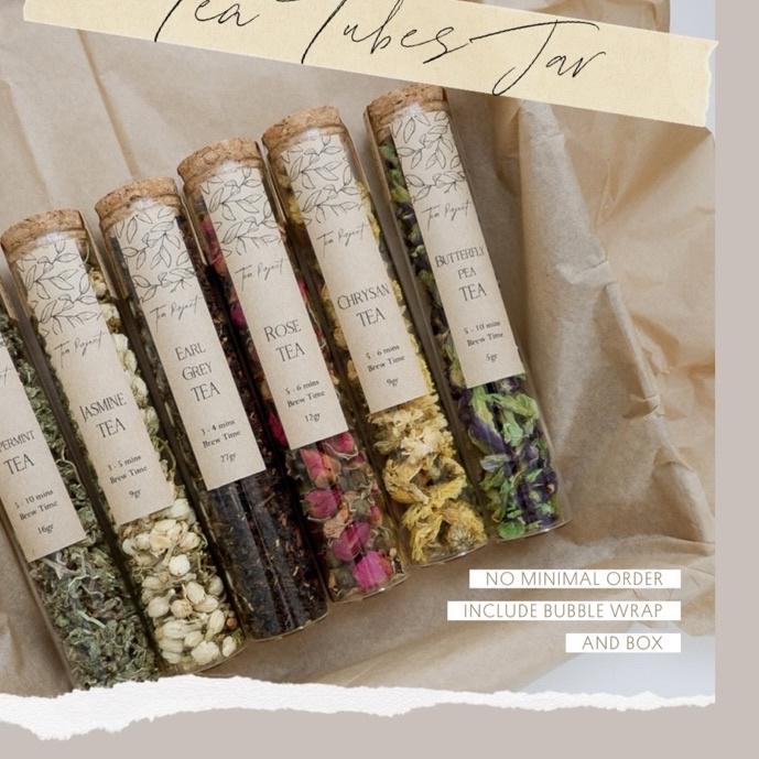 

GROSIR Tea Tube Jar | Glass tube with cork lid | Satuan