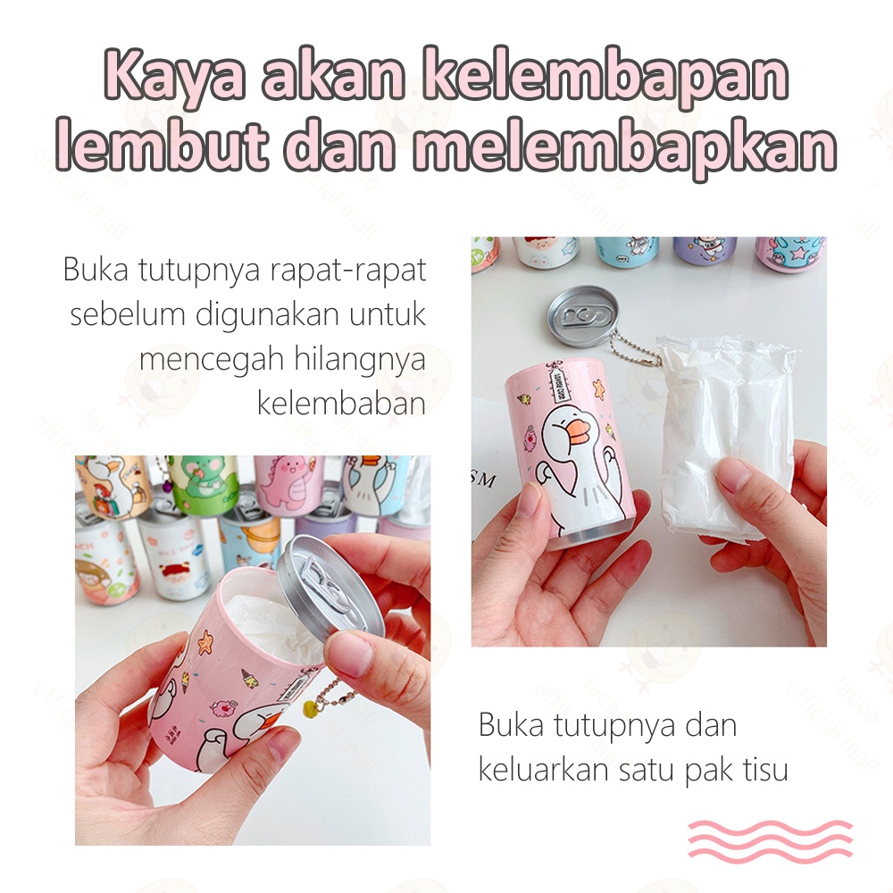 Lacoo Tissue basah mini Tisu basah kaleng isi 30 lembar Wet wipes   