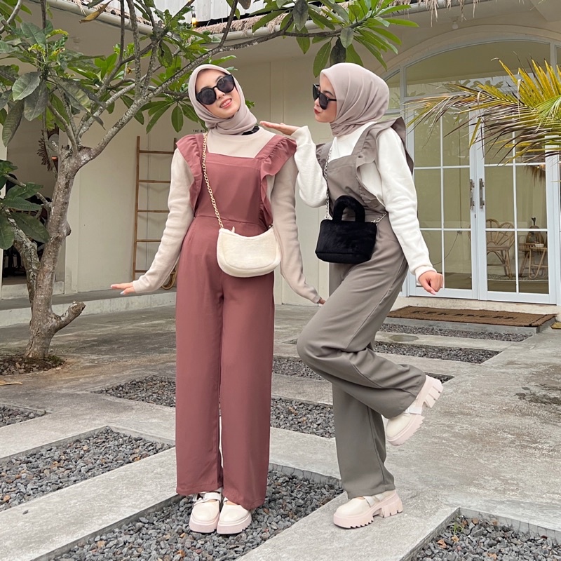 Rereyshop - Ameera Jumpsuit Wanita Tanpa Lengan Korean Style Bahan Royal Twist Premium  (Get Promo Bundling Lip Paint)