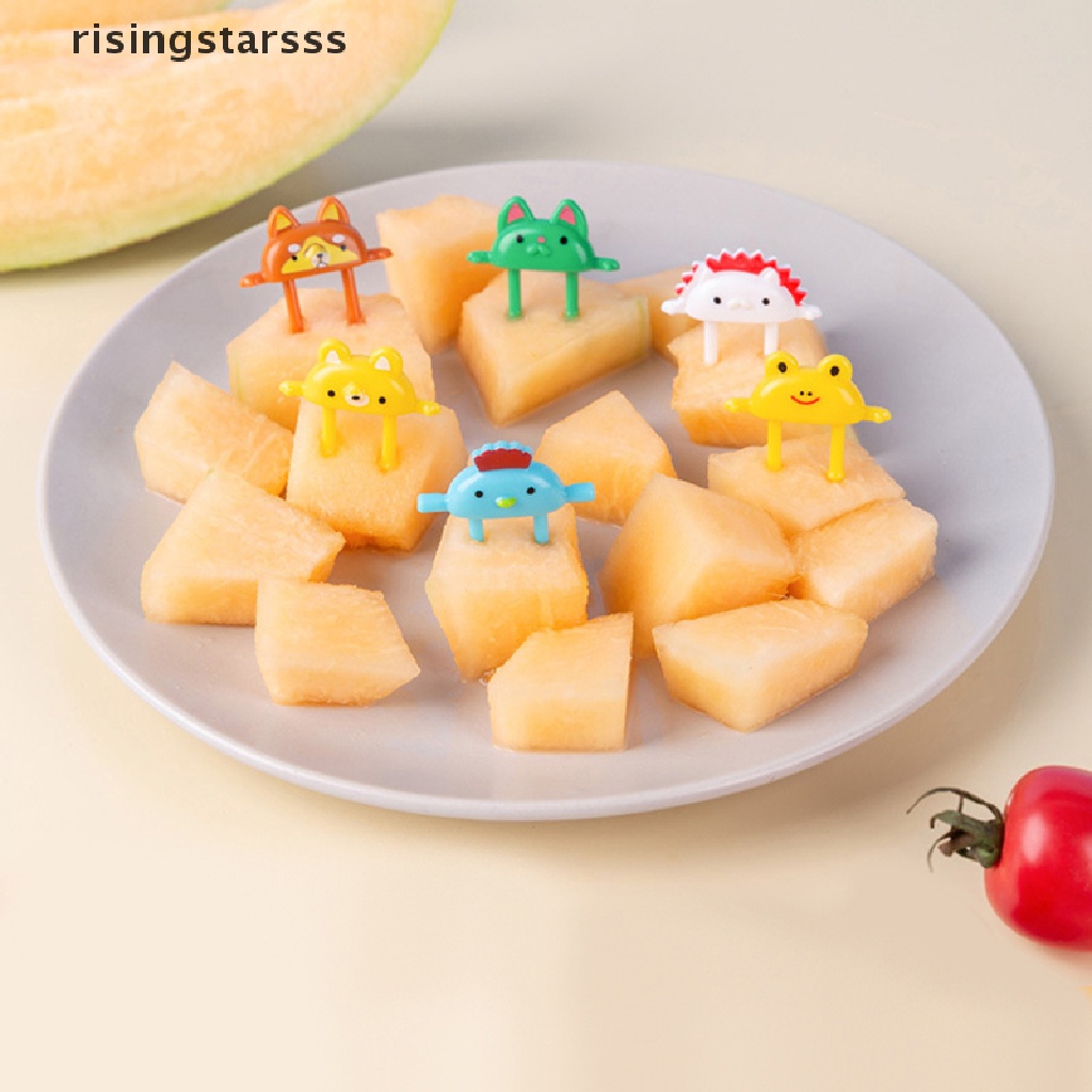 Rsid Span-new 6Pcs Kartun Hewan Buah Garpu Lucu Makanan Penutup Garpu Chick Fox Frog Bento Fork Jelly