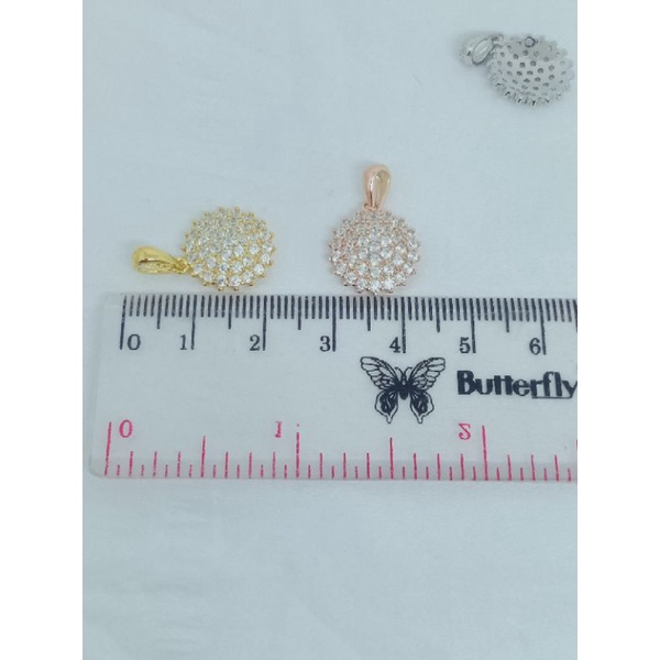 kalung rantai nori paperclip+liontin bulat bunga mp/perak asli silver 925 lapis emas/perhiasan fashion wanita terbaru