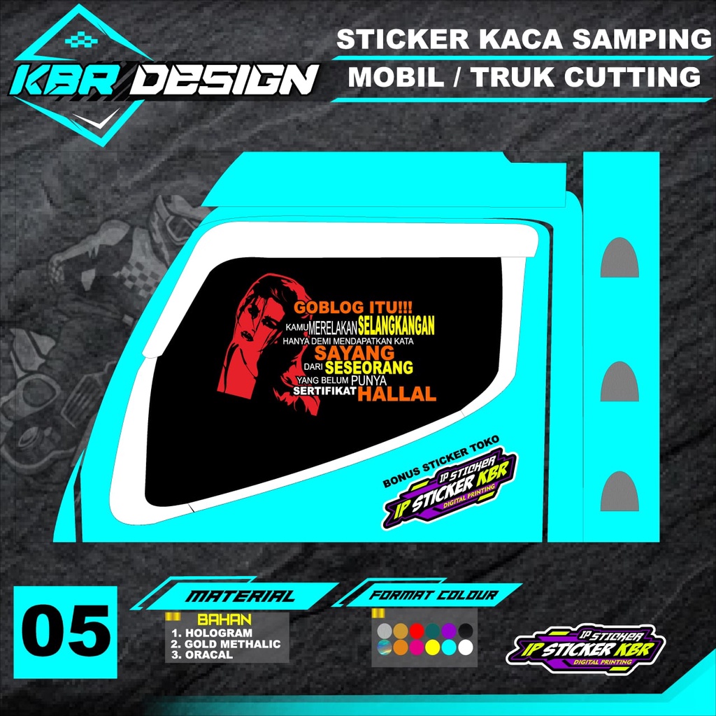 STIKER CUTTING KACA TRUCK/ MOBIL (COD) STIKER CUTTING KACA TRUCK VARIASI TERBARU KBR DESIGN K-05