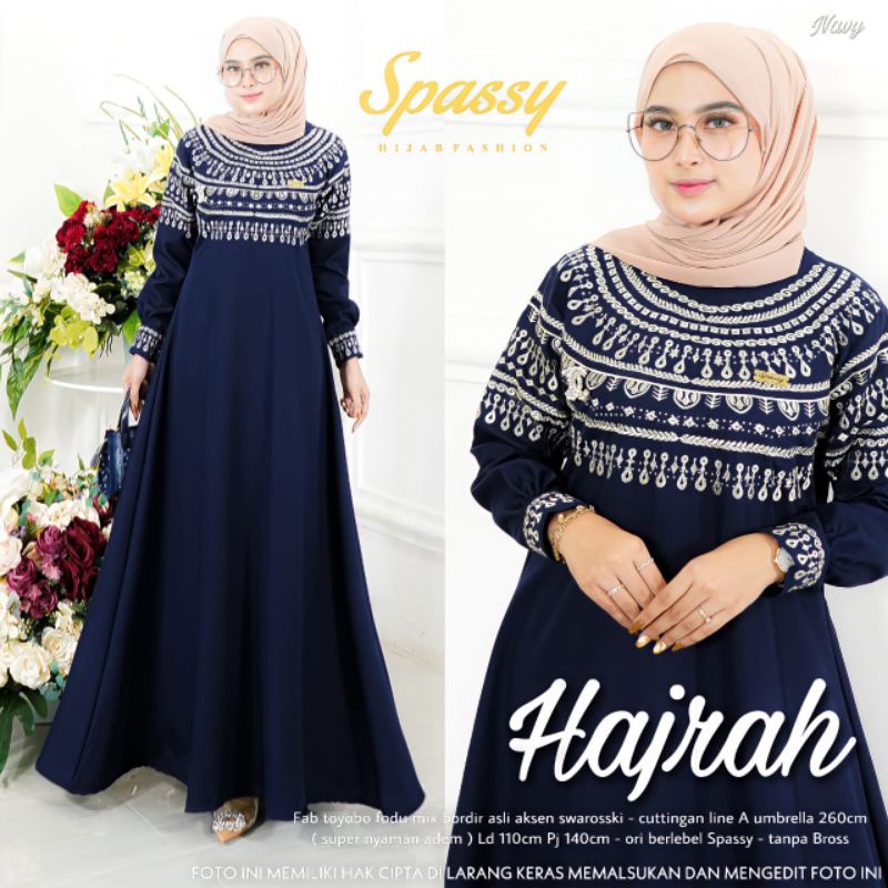 Hajrah dress - toyobo fodu mix bordir Ld 110 cm pj 140 cm  all size  original berlabel Spassy