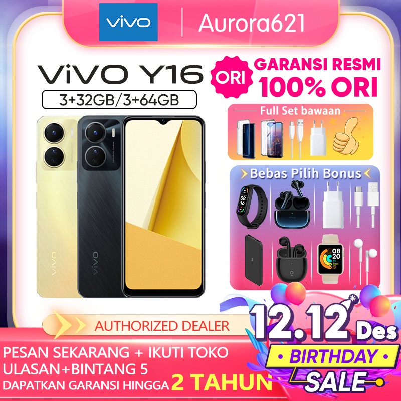 Jual Vivo Y16 3 32GB RAM 3GB ROM 32GB Baterai 5000mAh Layar 6 51 Inch