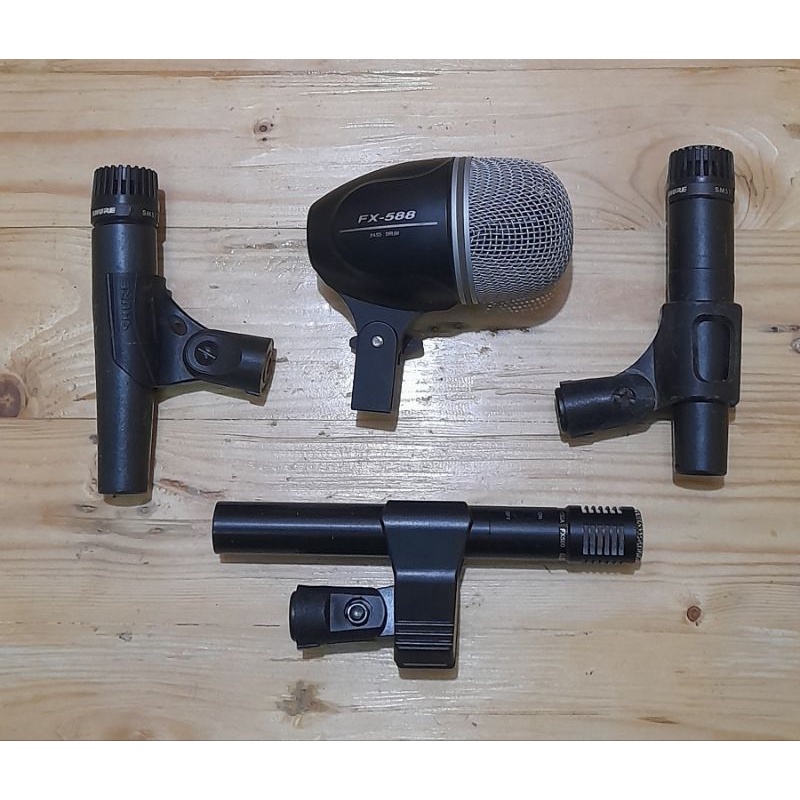 Mic bass Drum yoga fx-588, 2 pcs mic shure sm57, mic overhead fx-500