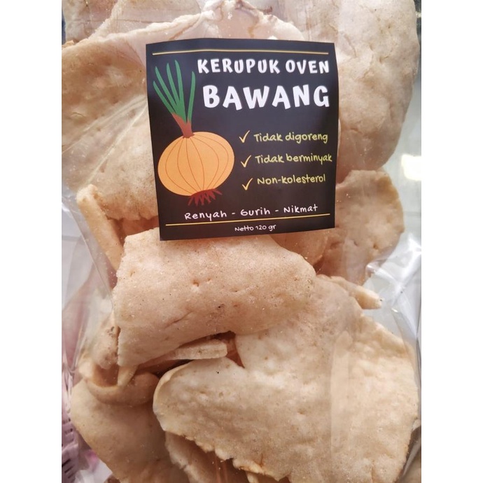 

Kerupuk Oven Bawang - No MSG, Non Kolesterol, Non Minyak, Gurih!