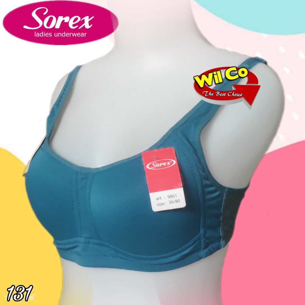 K131 - BRA/BH WANITA SOREX TANPA KAWAT BUSA TIPIS TIGA PENGAT SIZE 34 - 40