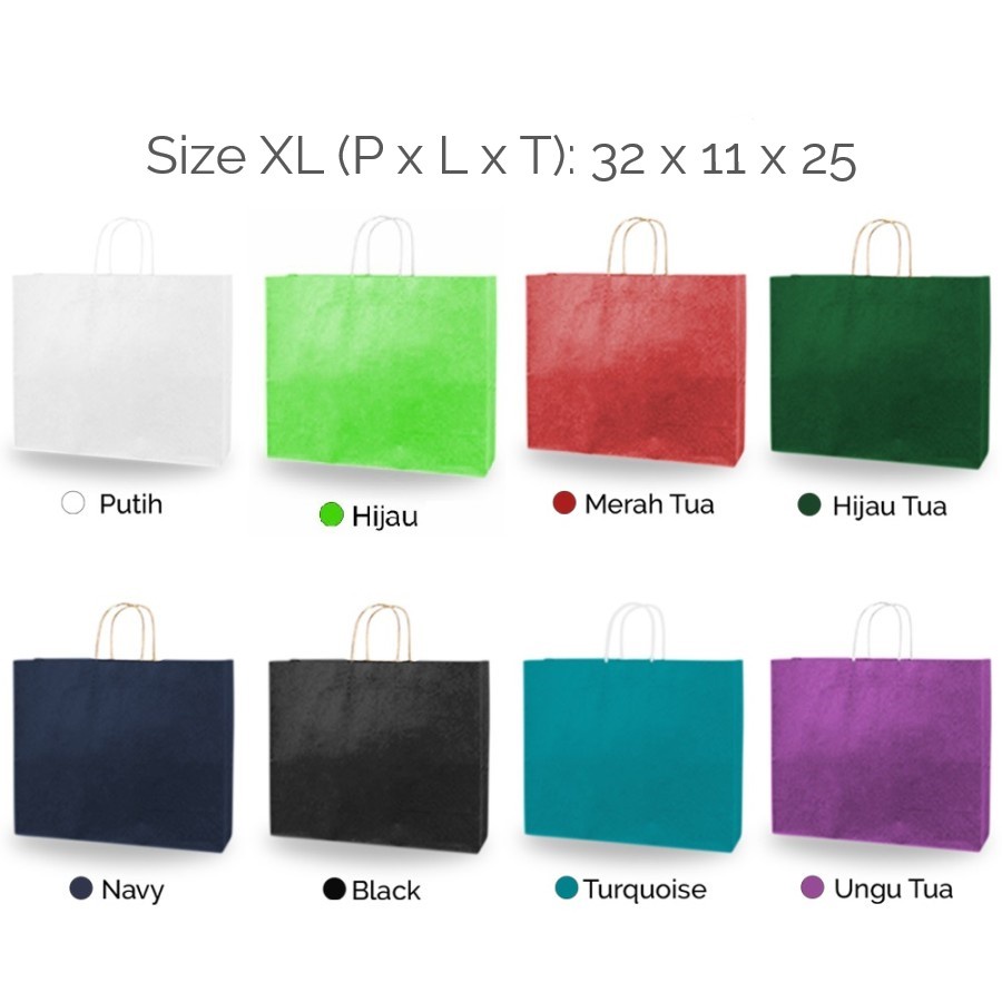 

Paper Bag Kantong kertas Polos Warna Besar Goodie Souvenir 32x11x25 Extra Large
