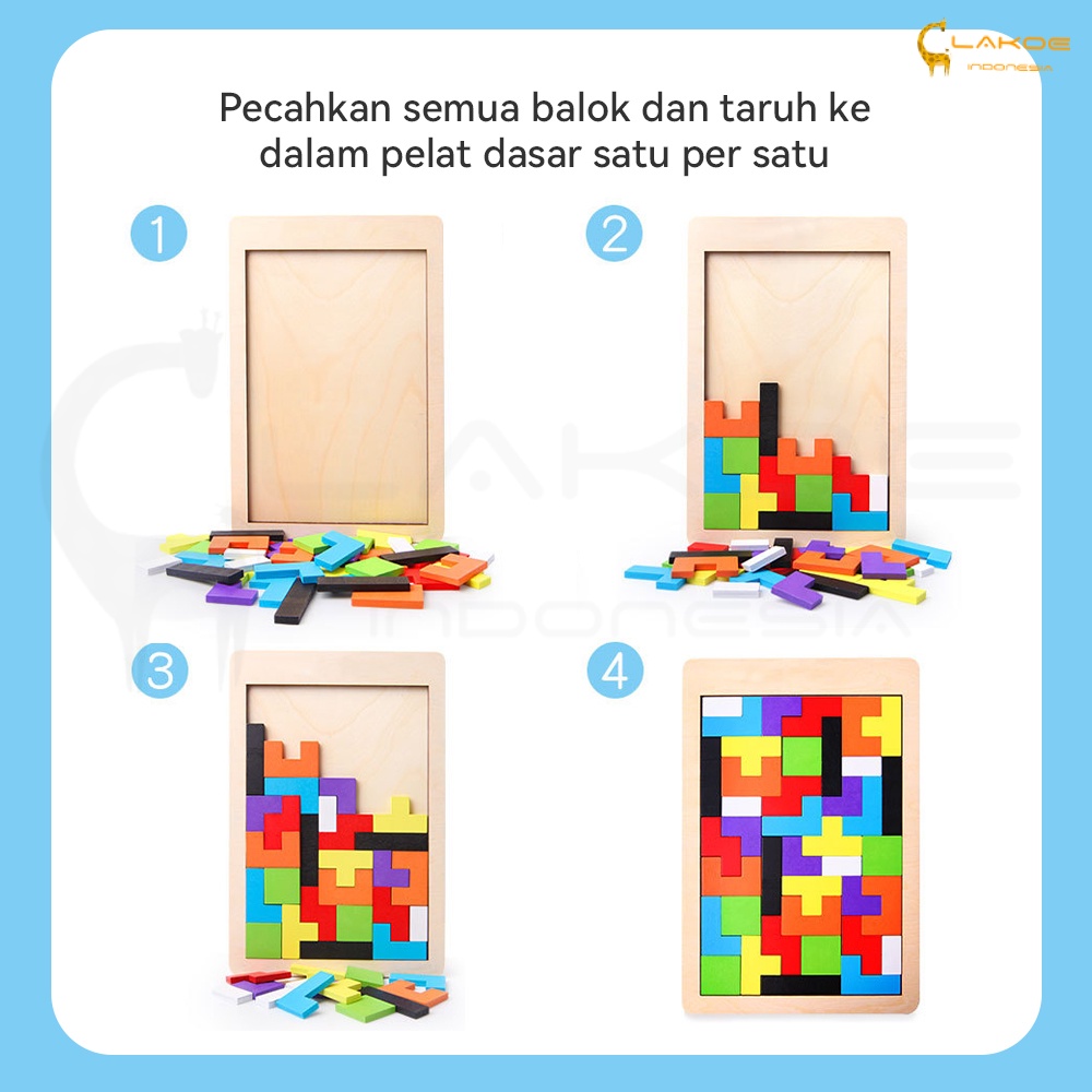 Mainan Puzzle Tetris Russian Block Toy Mainan kayu Edukasi anak