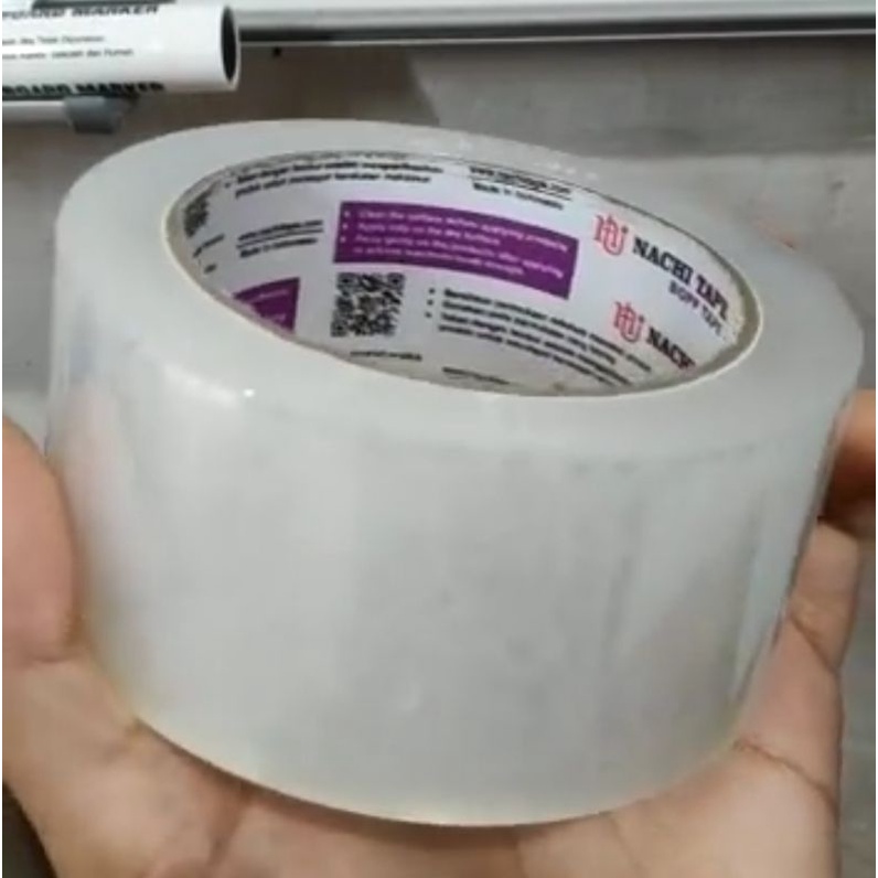 

isolasi lakban 48 mm 2 inch PANJANG 100 yard putih bening daya rekat kuat