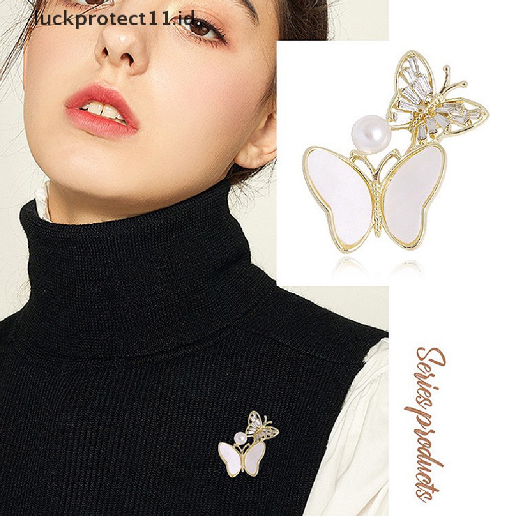 /Fashion Hot// Fashion// Cubic Zircon Double Butterfly Bros Wanita Mutiara Serangga Bros Hadiah Dekor.