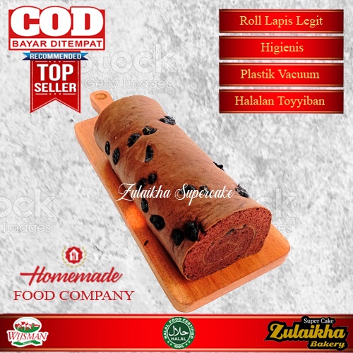 Roll cake pandan kismis jumbo/bolu gulung pandan kismis jumbo