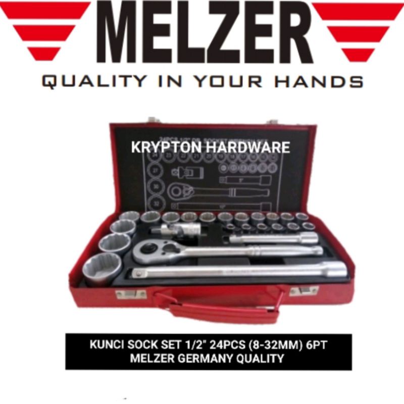 KUNCI SOCK SET 24PCS (8-32MM) 6PT &amp; 12PT HEAVY DUTY MELZER GERMANY QUALITY