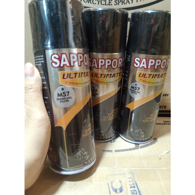 cat spray pilok pilox cat semprot sapporo ultimate saporo m57 saprkling silver silver metallic  doff dof 400ml