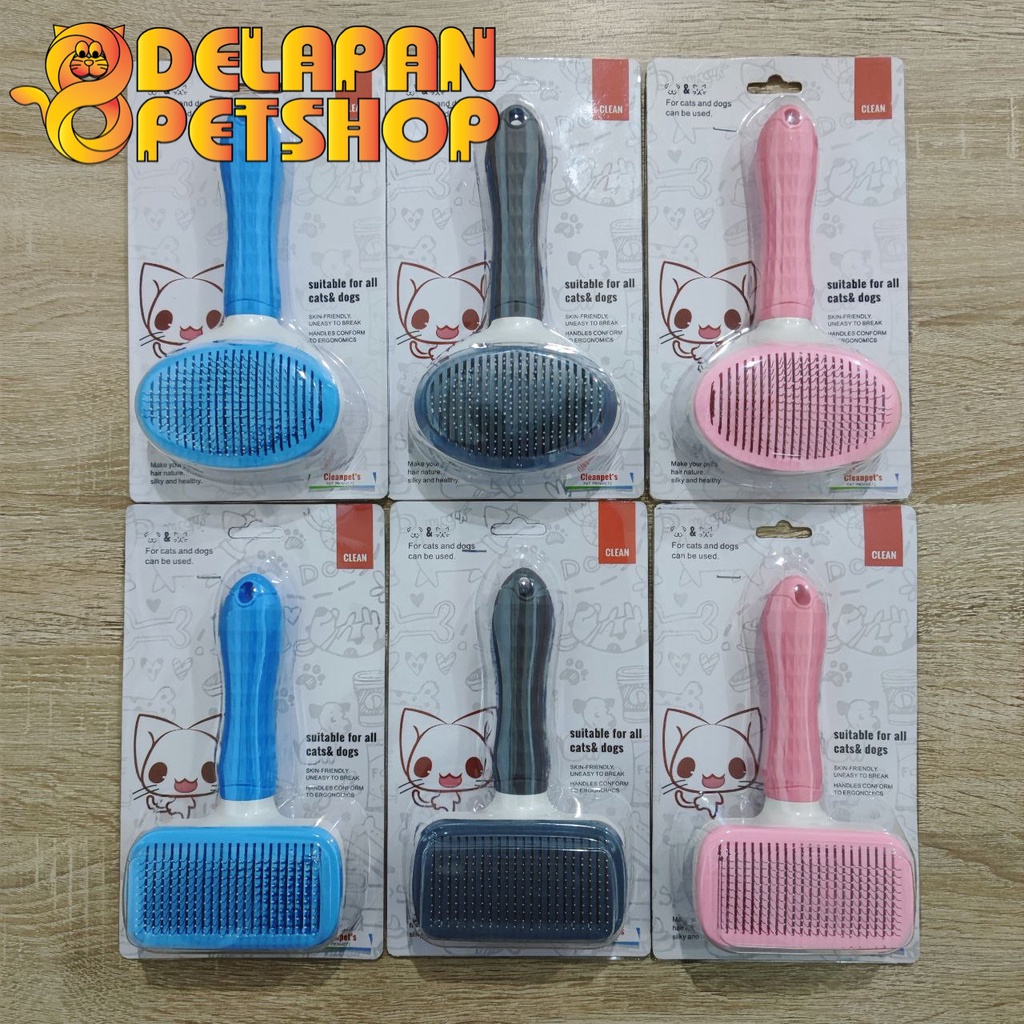 Premium Quality Self Cleaning Pet Brush / Sisir Tombol Kucing Anjing