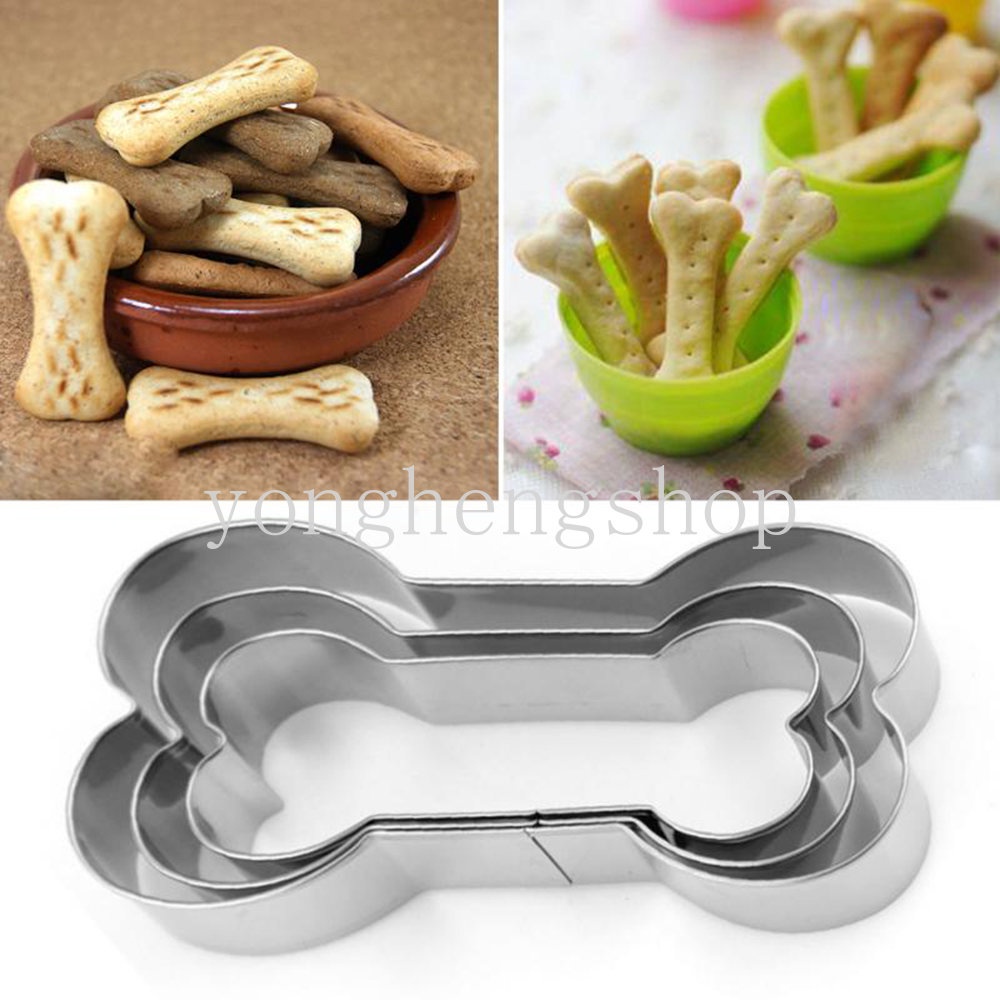 3 Pcs/set Cetakan Biskuit Bentuk Tulang Anjing Stainless Steel Cookie Cutter Kue Dekorasi Alat Dapur DIY Pastry Baking Mold