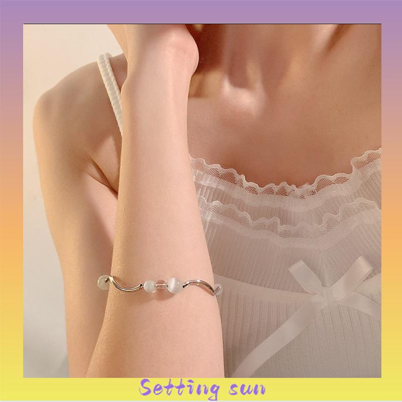 Gelang Tangan Manik-Manik Opal Aksen Rumbai Panjang Untuk Wanita Fashion Korea TN