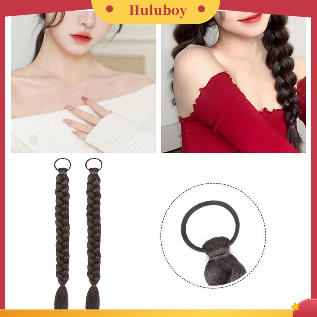 1 Pasang Rambut Palsu Ponytail Ganda Bahan Sutra Suhu Tinggi Untuk Wanita