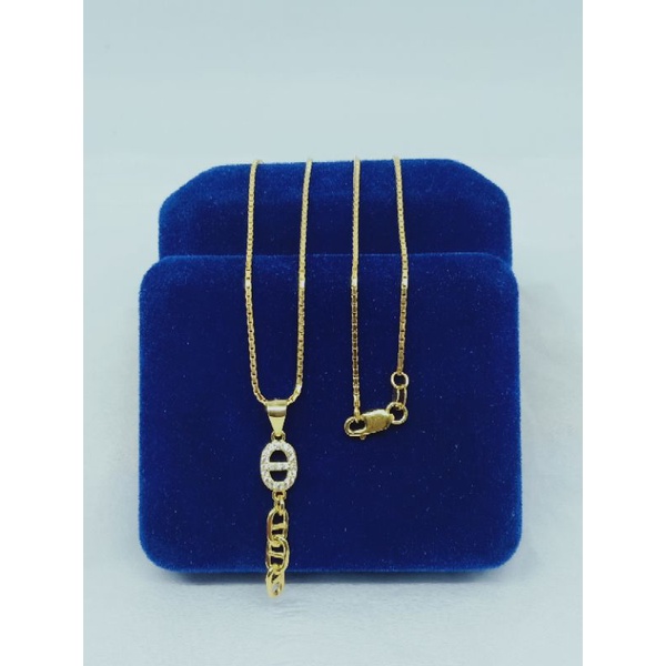 kalung rantai itali santa + liontin model panjang cart*r mp / kalung perak asli silver 925 lapis emas/ kalung fashion wanita terbaru