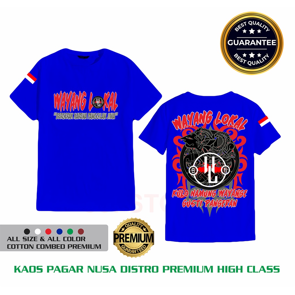 Kaos Wayang Lokal-Kaos Pagar Nusa Wayang Lokal Distro-Biru
