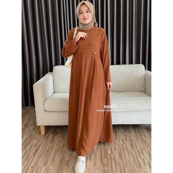 AMEENA ABAYA BAHAN CRINKLE URAGIRI - Dress muslimah By fefastyle