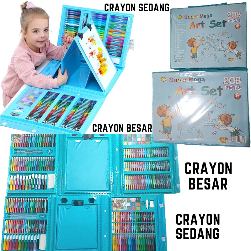 Crayon Anak  isi 208pcs Set Alat Menggambar Melukis Anak-anak Crayon Cat Air Pensil