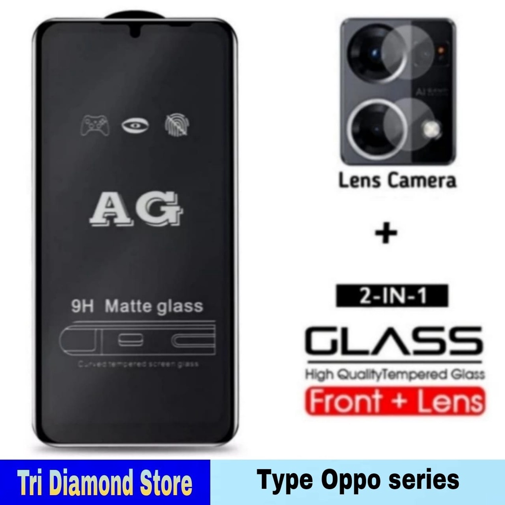 PAKET 2 IN 1 TEMPERED GLASS MATTE FOR OPPO A57 4G/A57 5G/A15/A15S/A3S - OPPO A57 4G, Hitam