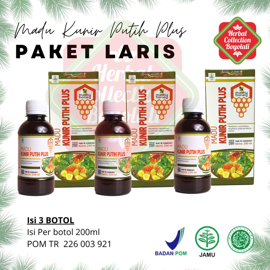 

Madu Kunir Putih Plus Griya Herba Paket Laris 3 Botol untuk memelihara kesehatan pada penderita kanker halal alami BPOM