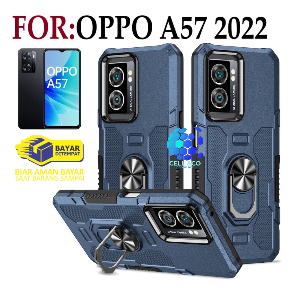 Case Armor OPPO A57 2022 Iring Cincin Magnetic Kesing Hp Protect kamera Premium Hard Case Standing Robot Pelindung Kamera