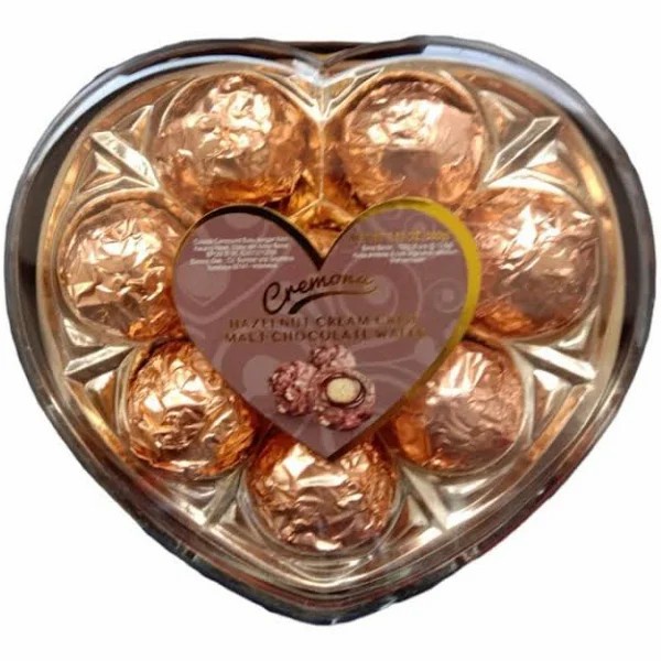 

Cremona Hazelnut Cream Crisp Malt Chocolate Wafer Heart T8