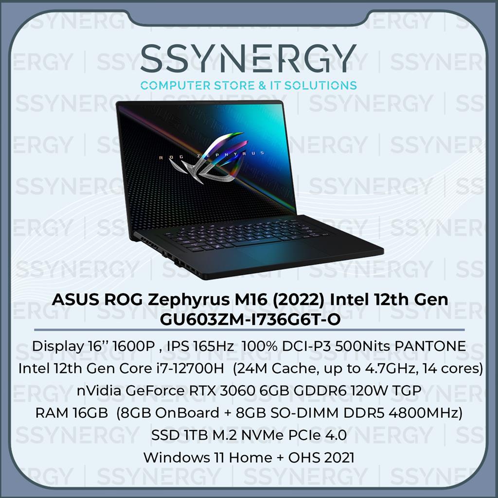 ASUS ROG Zephyrus GU603ZM I736G6T-O I7-12700H 16GB 1TB RTX3060