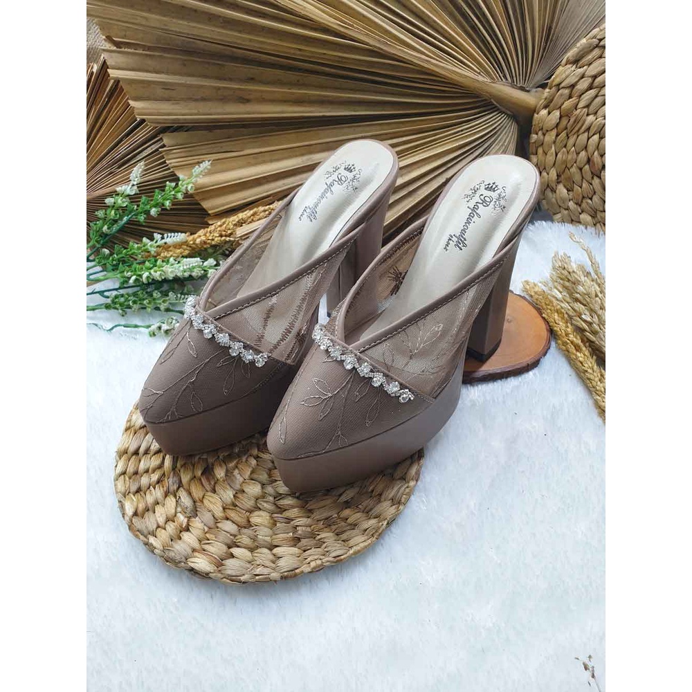 sepatu wedding pesta annesha mocca hak tinggi 12 cm