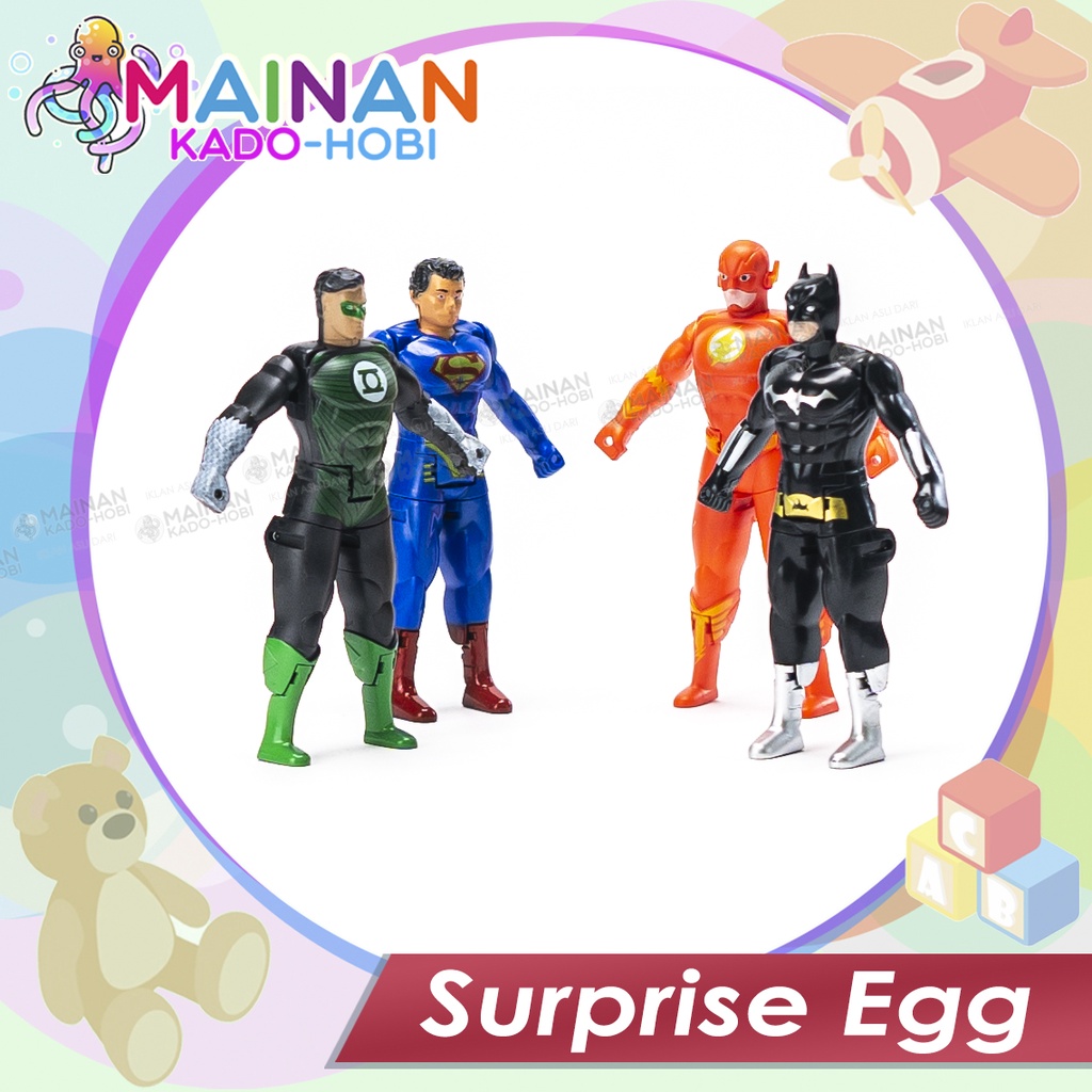 MAINAN ANAK SURPRISE EGG SUPERHERO SUPERMAN BATMAN JUSTICE LEAGUE