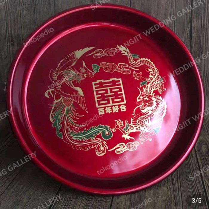 Nampan merah bulat buat acara sangjit, hantaran dan lamaran