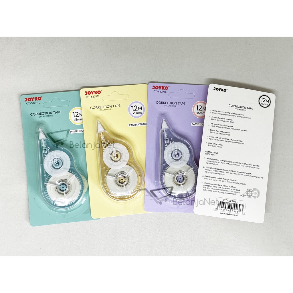 Correction Tape | Tipex | Pita Koreksi Joyko Pastel CT-522PTL 12 meter