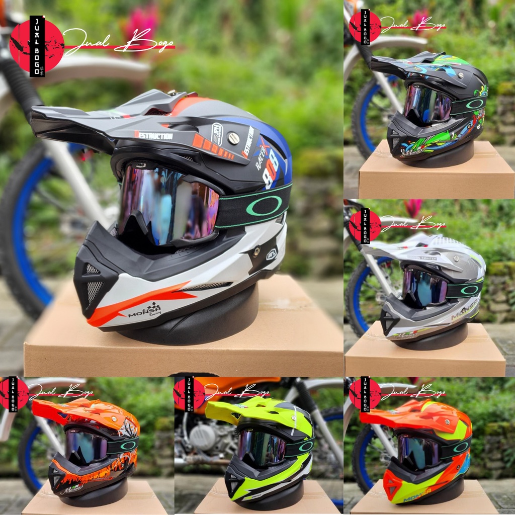 HELM CROSS TRAIL MONSA MOTIF PAKET GOGLE