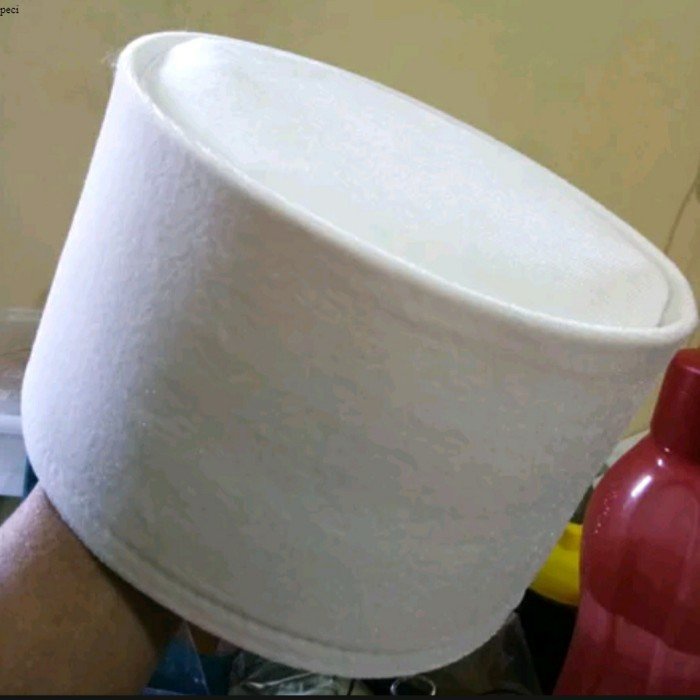 Peci Kopiah Turki bludru putih tinggi 15 cm - 9