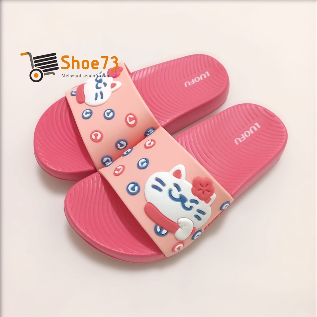 LUOFU E 7181 - B30. SIZE 30 - 35 ORIGINAL l Sandal Selop jelly anak perempuan l Sendal kokop anak cewek impor