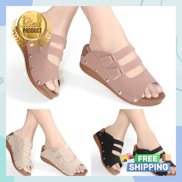 Wetges Empuk Hak Tinggi Sandal Gunung Perempuan Pesta Wedges Korean Style Kekinian Sandal Wedges Ter