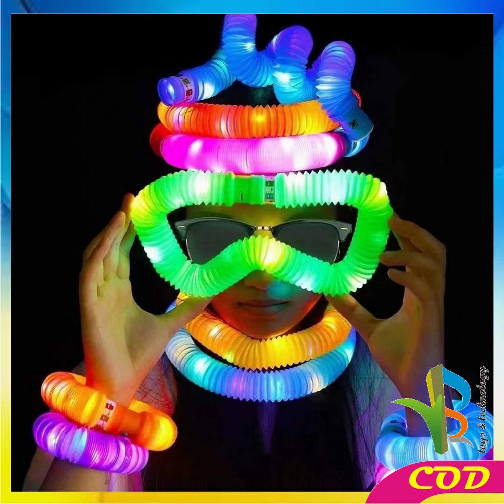 RB-M296 Mainan Anak Light Up Pop Pipes Led / Fidget Pop Tubes Sensory Toys / Maenan Kreasi Lampu Stick Selang Pipa Anak