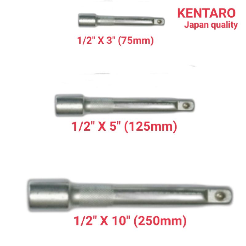 extension / sambungan kunci mata sock 1/2&quot; CRV satin heavy duty kentaro Japan quality