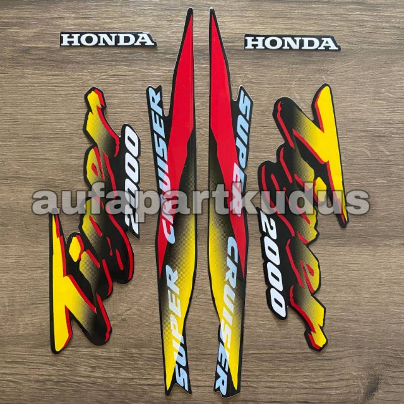 Stripping strip stiker sticker lis polet body Honda Tiger 2000 Hitam Merah lis Kuning striping les t